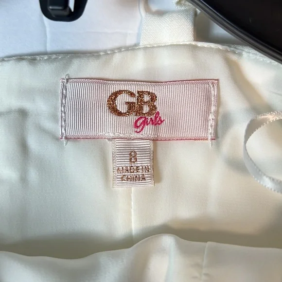 GB Girls Ruffle Dress Ivory Spaghetti strap Dress Girls Size 8